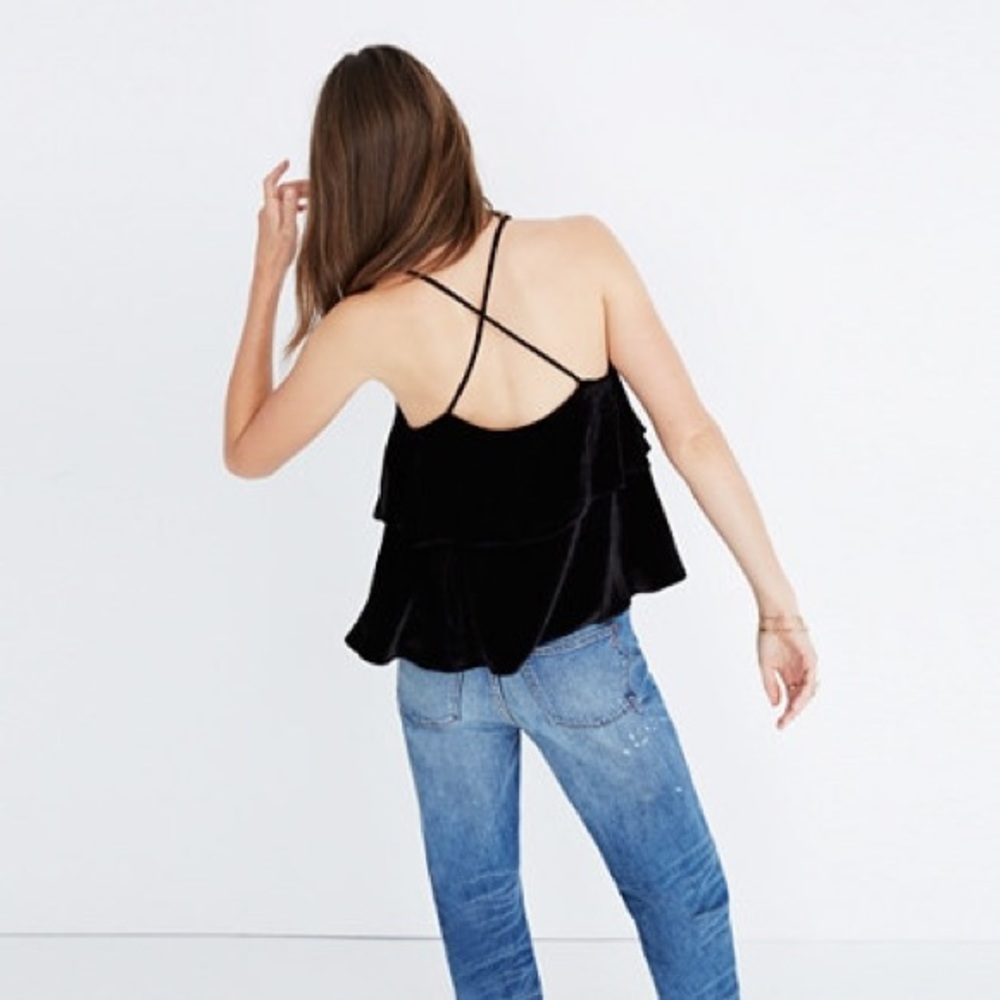 SOLD MADEWELL Velvet Ruffle Camisole - Picture 3 of 5